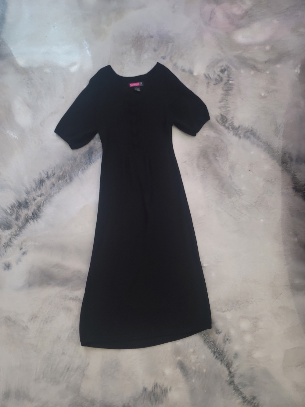 Say What? Black Knit Top with Subtle Pointelle